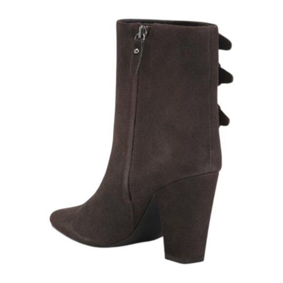 REBECCA MINKOFF Suede Mid Rise Heeled Buckle Boots - Picture 2 of 3